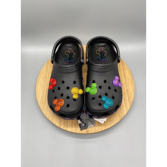 Crocs Shoes Mens 10 Womens 12 Disney Mickey Rainbow Pride Celebration Black - Picture 9 of 16